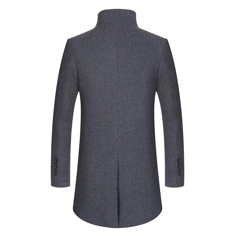 Winter Men Wool Coats Business Long Jackets Stand Collar Overcoat Classic Autumn Casual Slim Fit Solid Color Jacket Coat 4XL