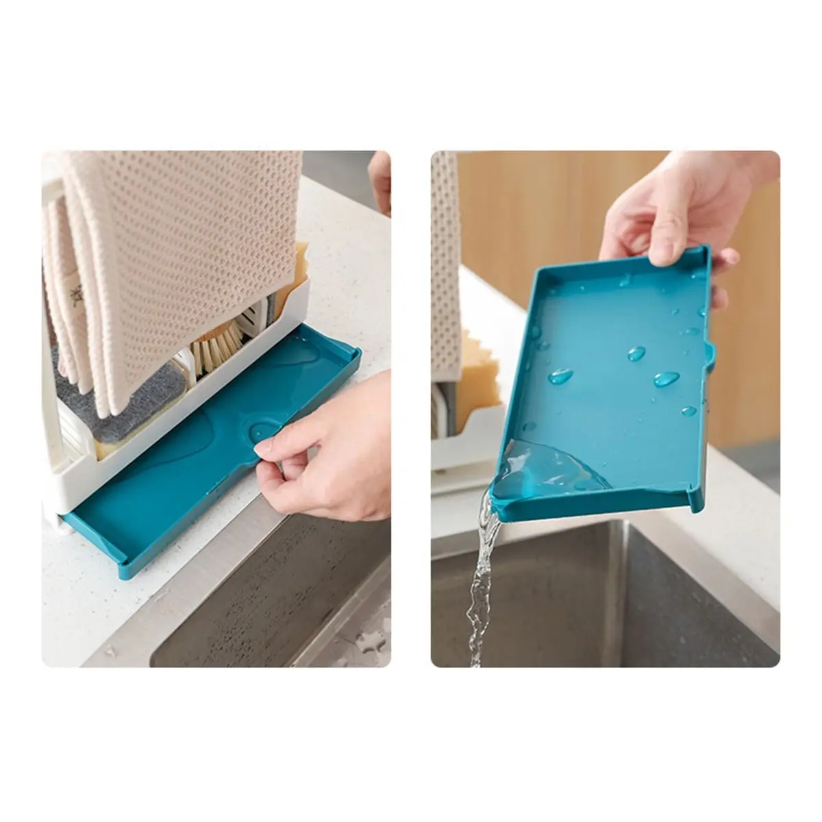 

Dishcloth Hanger Kitchen Storage Rack No-Punch Installation Plastic Sponge Towel Drain Holder Multifunction Dustproof