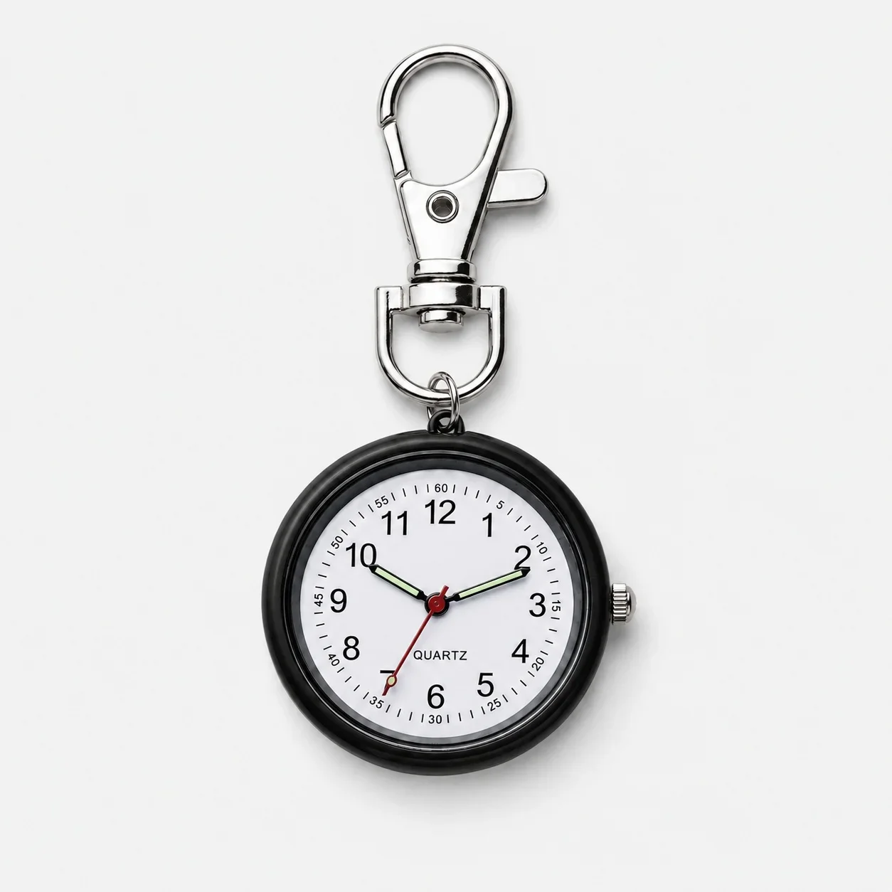 Mini Keychain Pocket Watch Number Dial Quartz Watch Clip‑On Carabiner Fob Watch Portable Timepiece for Medical Staff Students