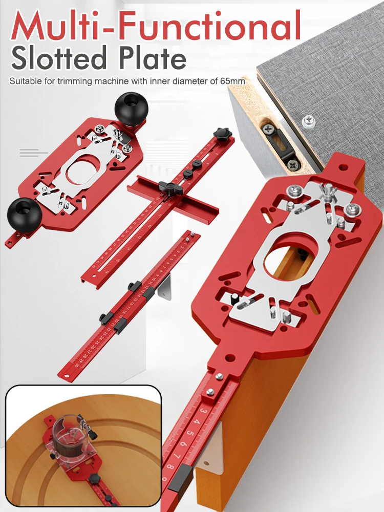 Multifunctional Router Base Plate with Clear Cover Invisible Connector Groove Jig Circle Cutting Guide for 65mm Trimming Machine