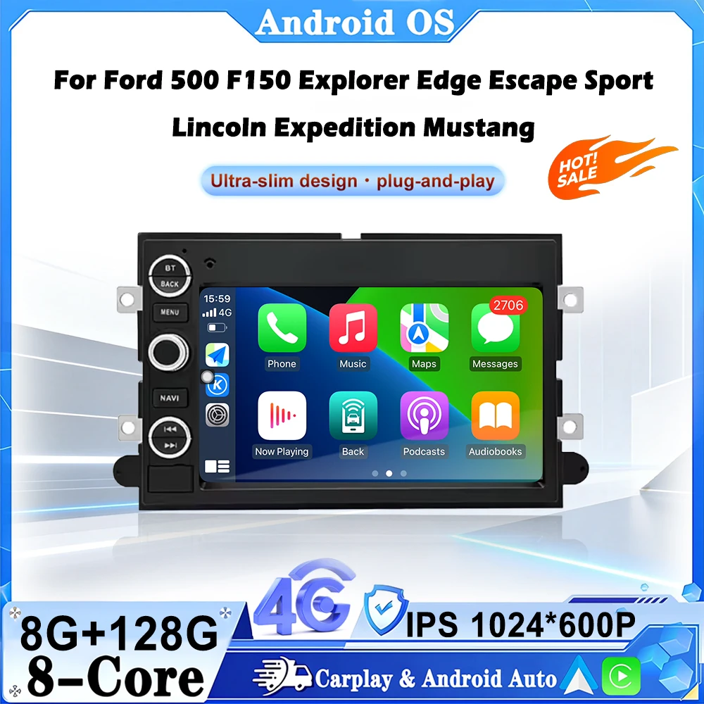 Беспроводной CarPlay для Android 16 для Ford 500, F150, Explorer, Edge, Escape, Sport, Lincoln, Expedition, Mustang, GPS-навигация, мультимедиа