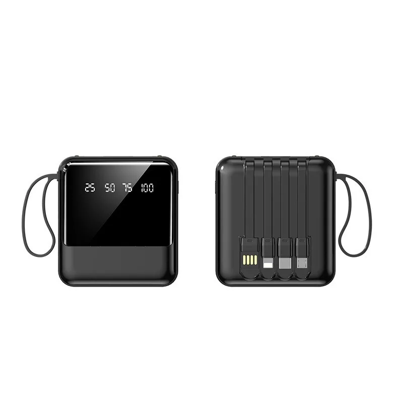 Mini Portable Power Bank with 20000mAh Large Capacity and Built-in Cable