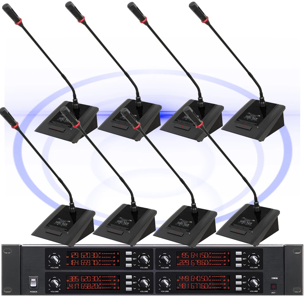 

Microflx MXC800 8 Table Digital Wireless Microphone System 8 Gooseneck Conference Anti-interference Meeting Room Set