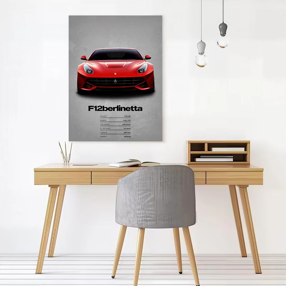 Super Car F12berlinetta Canvas Poster Customizable Printed Canvas Painting Wall Art for Fans Room Ornaments Decoration Aesthetic