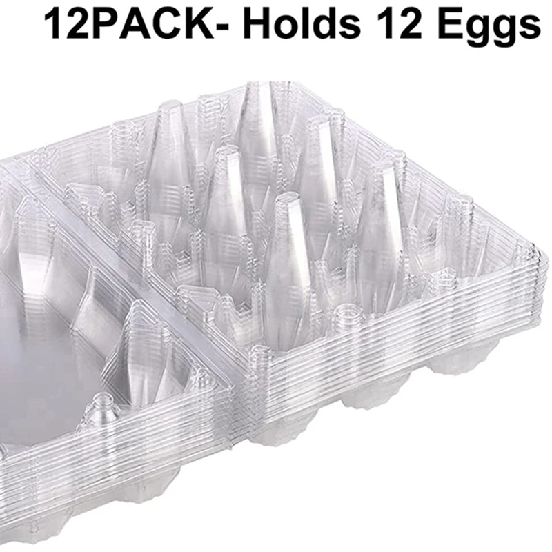 24 PACK Clear Plastic Farm Eggs Carton Storage Egg Dispenser Tray, Hotel Camping Picnic Travel Storage