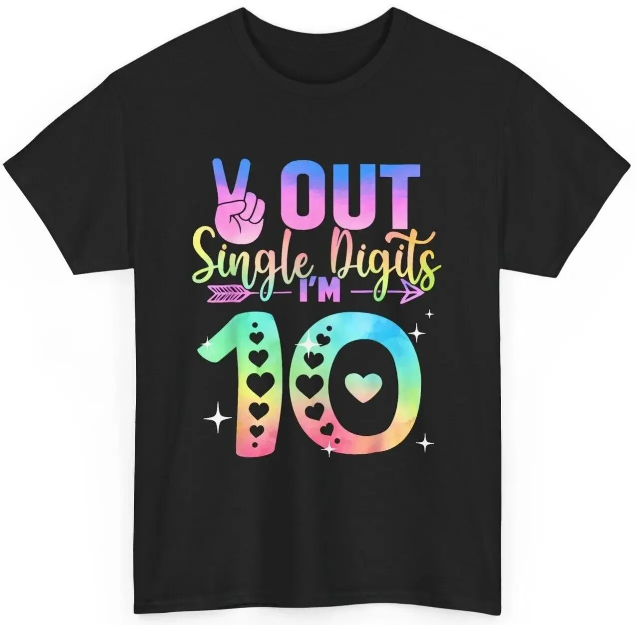 Peace Out Single Digit Tie Dye 10-jarig meisje verjaardag T-shirt