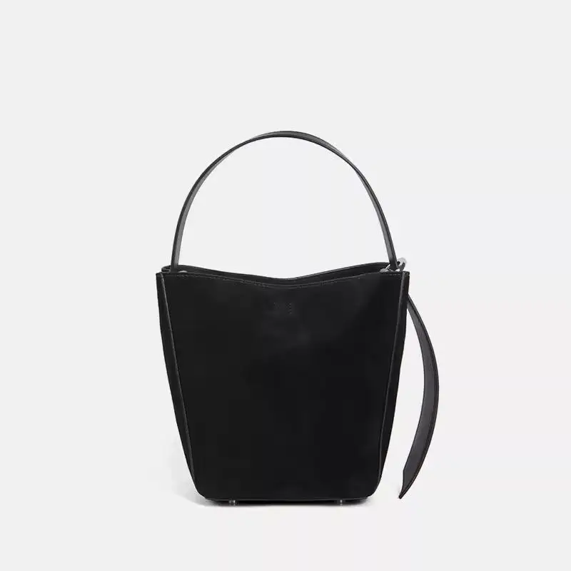 Autumn And Winter New High-end Frosted Suede Bucket Shaped Women Handbag Retro Fashion Simple Multifunctional Crossbody Bag Tide