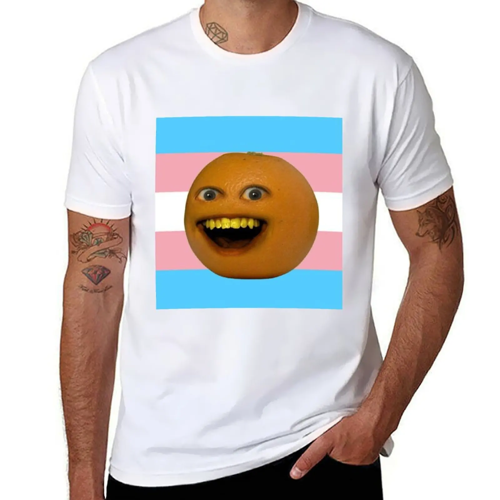 

annoying orange trans flag T-Shirt t shirt men 100% cotton luxury brand man t shirt cotton man t shirt graphic T-shirt