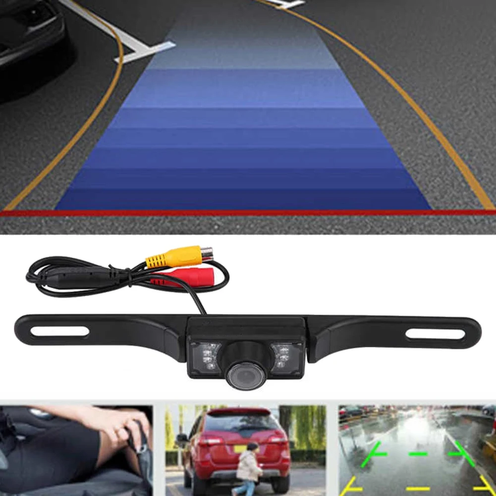 7 LED Wide Angle Car License Plate Rear View Reverse Backup Night Vision Camera