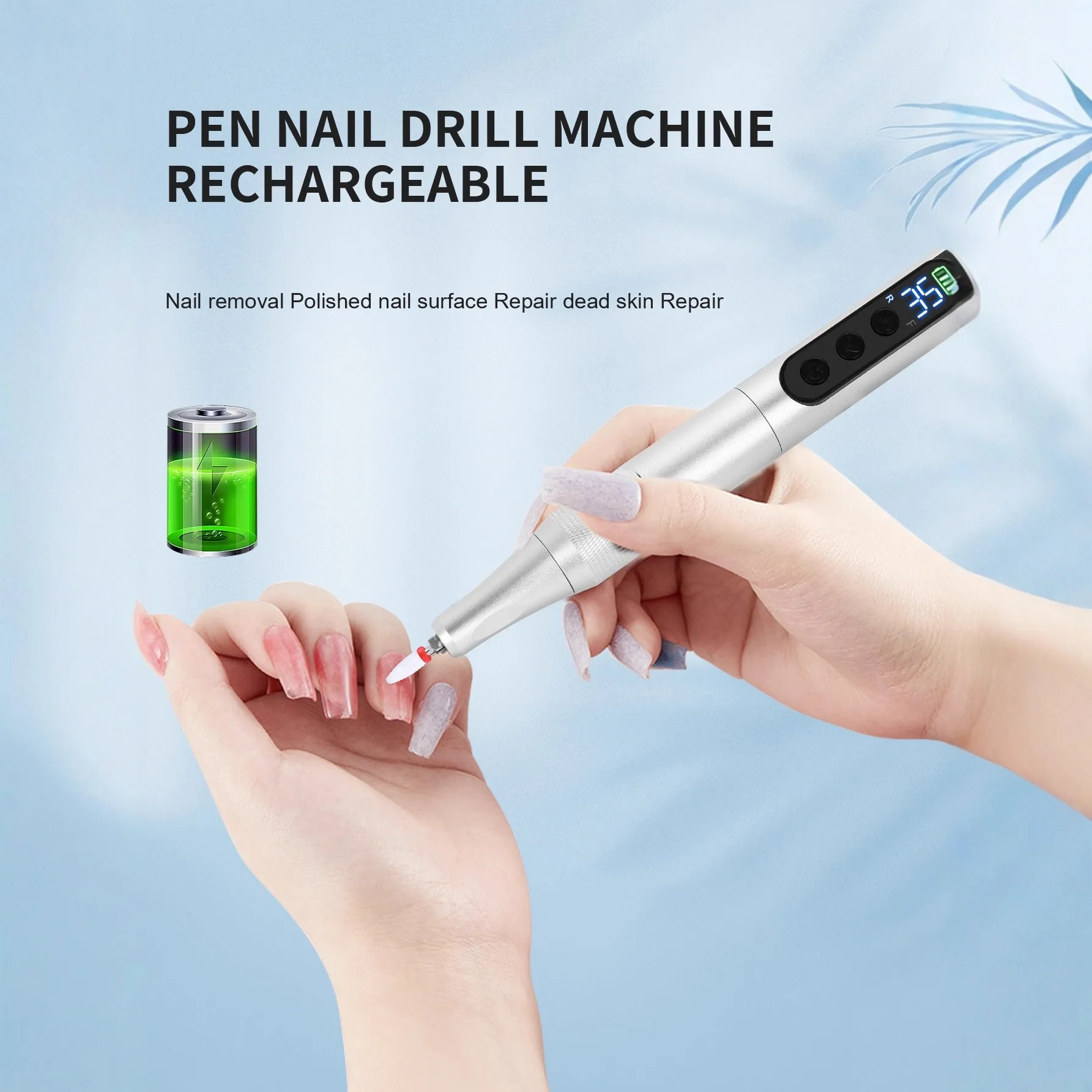 Professional electric nail polish remover and polisher, rechargeable portable small pen nail polisher, Christmas gift.