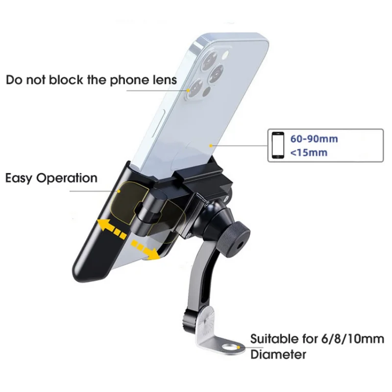 Aluminum Alloy Motorcycle Electric Vehicle Rearview Mirror Mobile Phone Bracket Quick Release Lock Bracket Navigation Seat