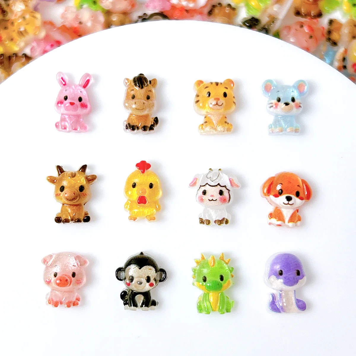 100pcs 12 animal zodiac signs Nail Accessories Cute Resin Wearing Armor Accessories Cream Gel DIY Accessories - view 5
