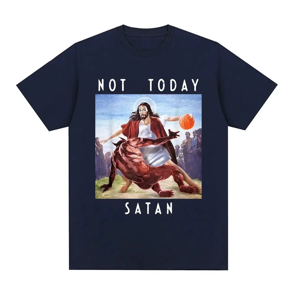 Not Today Satan Jesus Vs Satan In T Shirt Harajuku Casual T-shirt Men\'s Women\'s Fashion Cotton Oversized T Shirts Streetwear