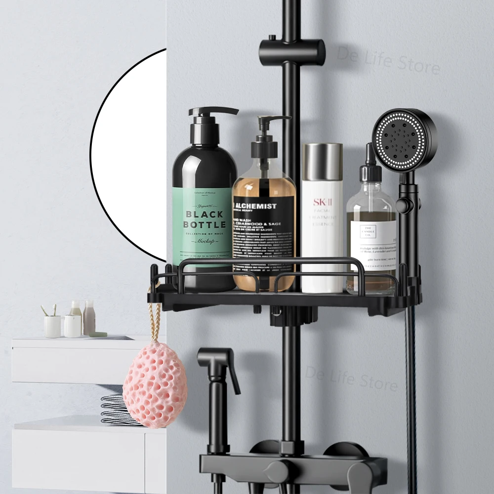 Ausziehbares Duschregal, Badezimmerregal ohne Bohren, Shampoo-Tablett, Duschaufbewahrungshalter, Badezimmer-Zubehör – Detail 9