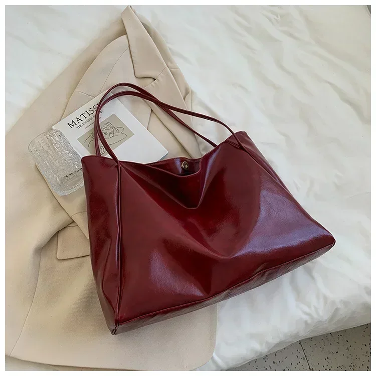 Handbag 2024 New Autumn and Winter Japanese and Korean Large Capacity Soft Leather Shoulder Bag Retro Casual Handbag