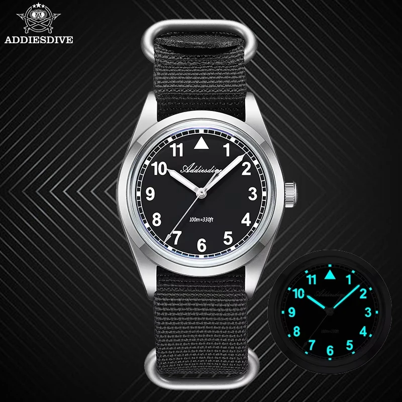 

ADDIESDIVE 36mm Simple Watches For Men AR Coated Domed Bubble Mirror Glass Dive Watch Luminous Mens Gifts NEW relógios masculino