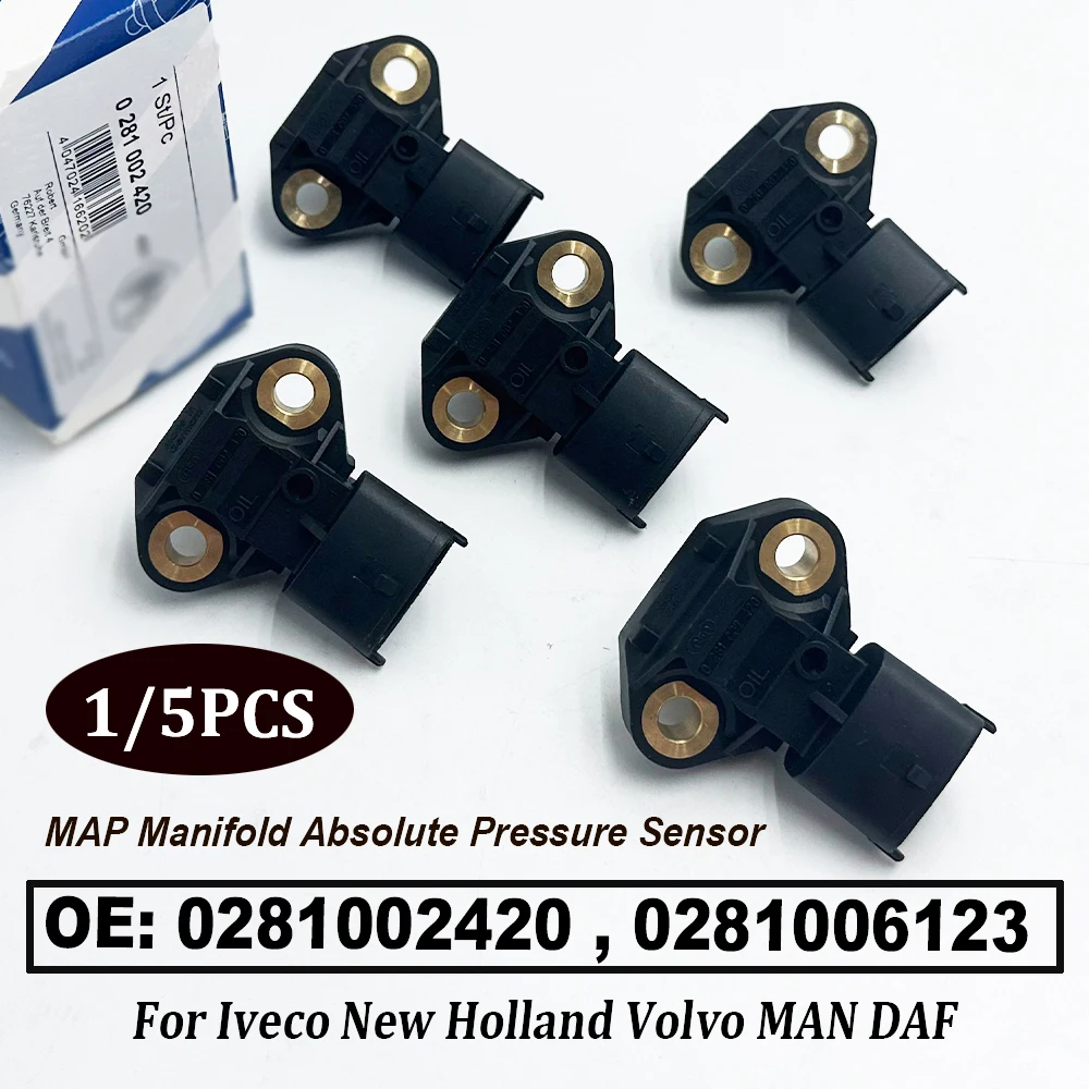 NEW 1/5PCS 0281002420 MAP Intake Manifold Pressure Sensor For I-veco V-olvo MAN DAF 48901930 504358206 0281006123 High Quality