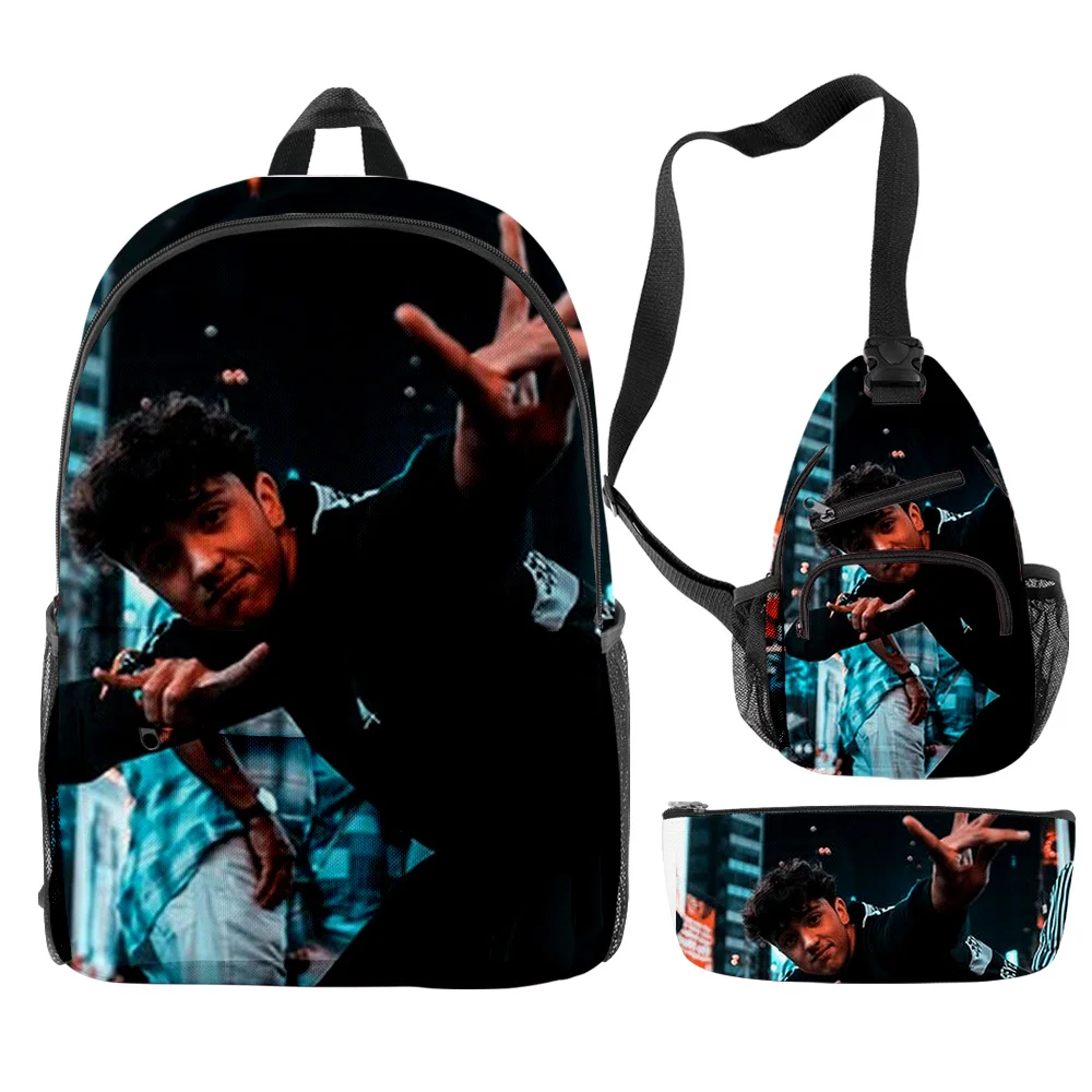 

Harajuku Popular Novelty Funny inoxtag 3D Print 3pcs/Set pupil School Bags Travel Laptop Backpack Chest Bag Pencil Case