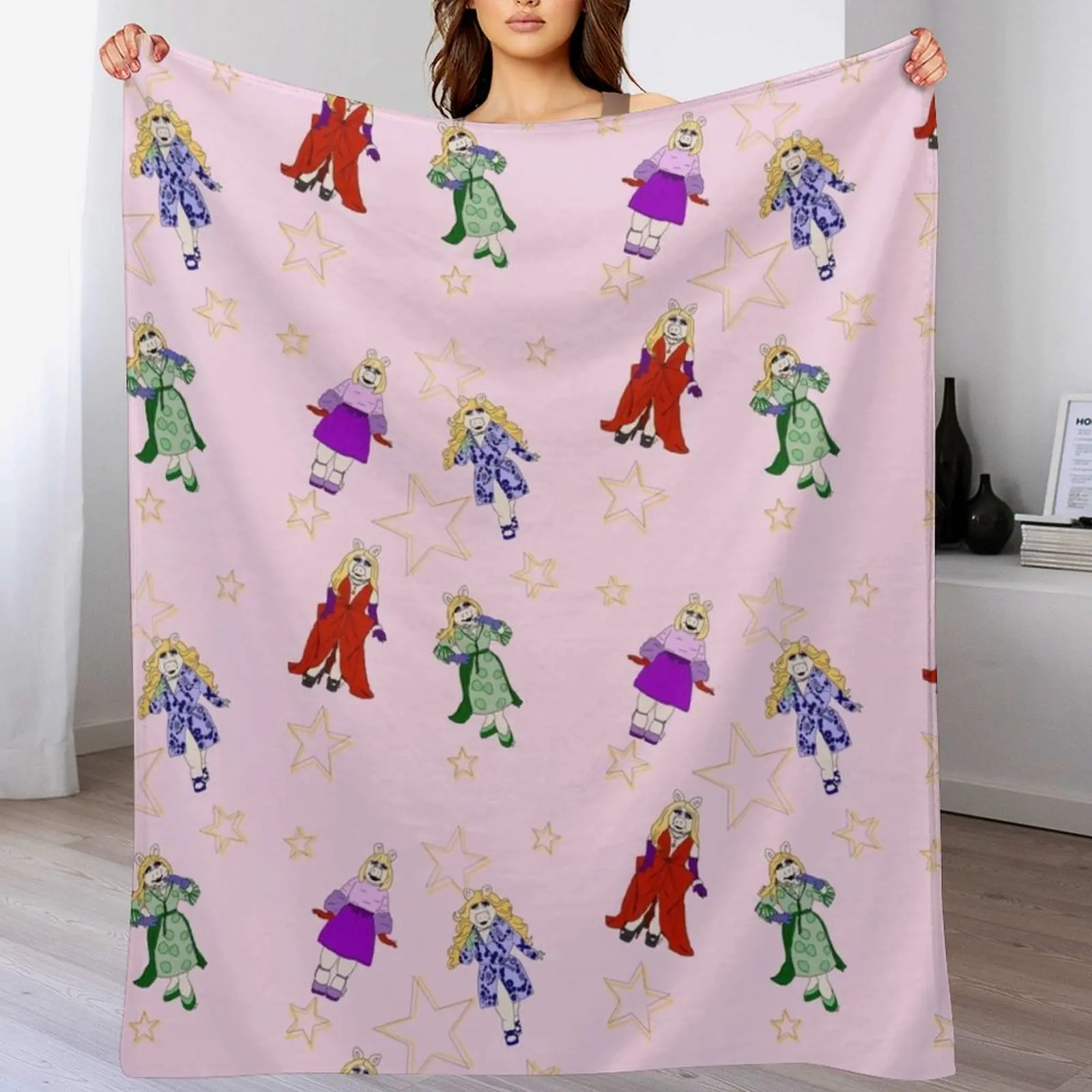 Miss Piggy is a Star- Pink Throw Blanket