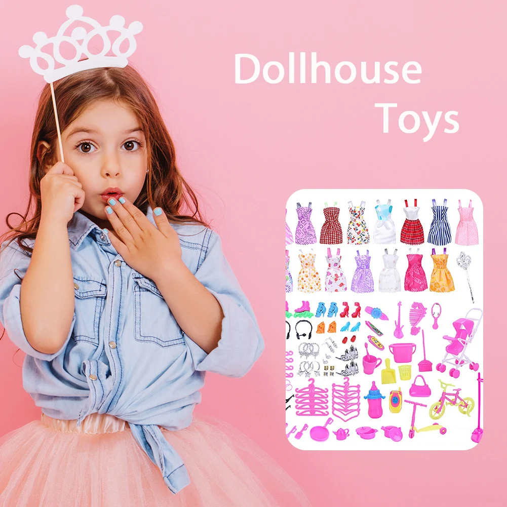 

114PCS Gorgeous Doll Clothes and Accessories for 11.5 Inch Barbie Doll -doll House Accessories- A Perfect Gift for Girls