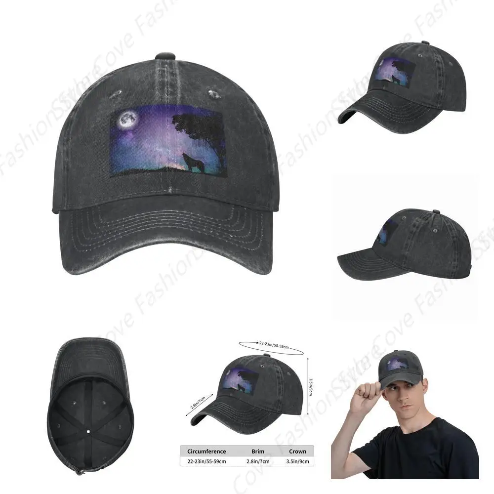 

Hot-Selling Vintage Galaxy Wolf Printing Hat Cowboy Cap Peaked Caps Fashionable Adjustable Men Women Outdoor Sun Visor