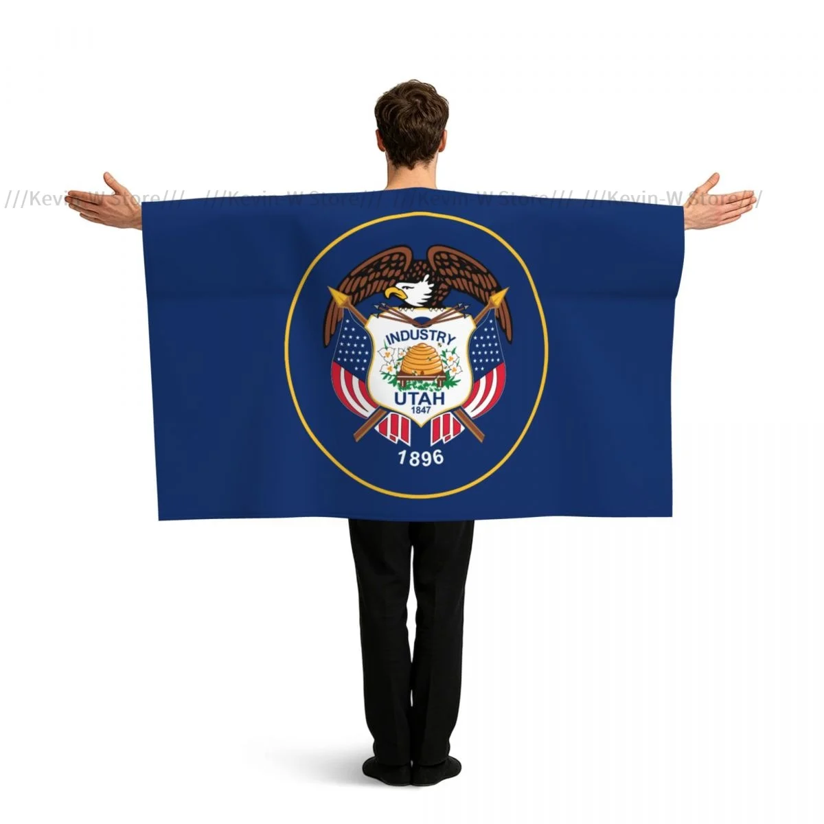 

Flag Of Utah Wearable Flag Cape With Sleeves Polyester National Flag Cloak For Sports Fan Party Costume