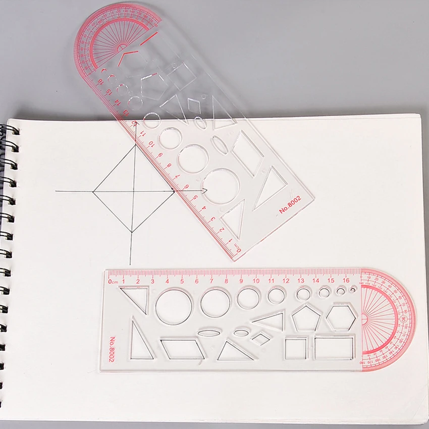 Multifunctional Geometric Rulers Geometric Drawing Template Measuring Ruler Angle and Circle Maker Drawing
