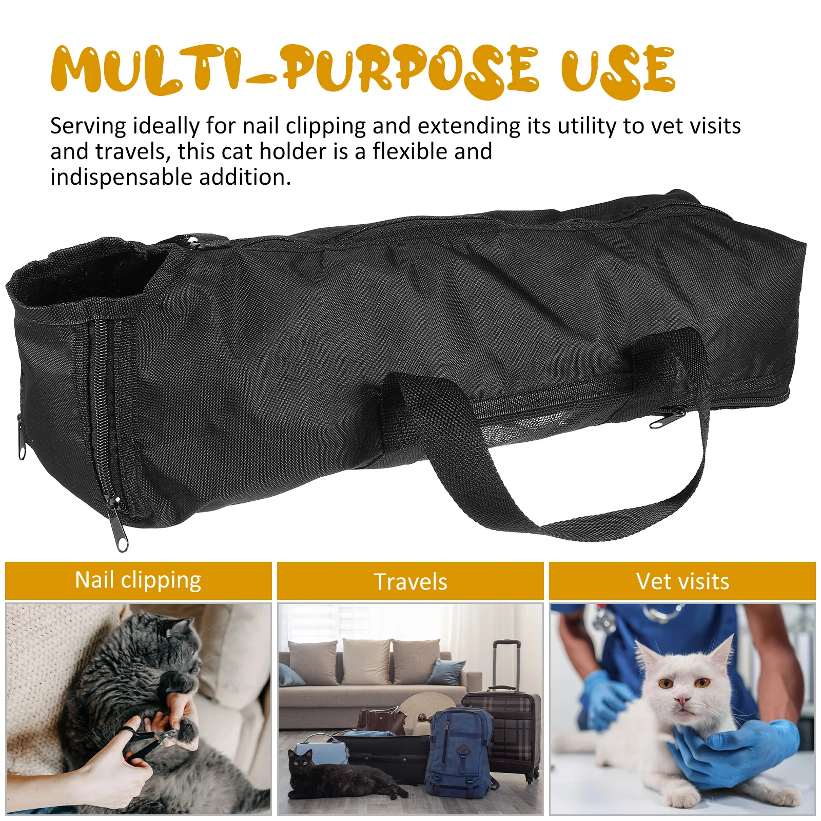 

Cat Nail Trimming Bag Oxford Cloth Mesh Cat Bath Bag Secure Zipper Pet Grooming Holder for Nail Cutting Vet Travel Carrier