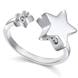 Star Urn Finger Ring for Ashes for Women Stainless Steel Memorial Ashes Keepsake Open Finger Ring for Women