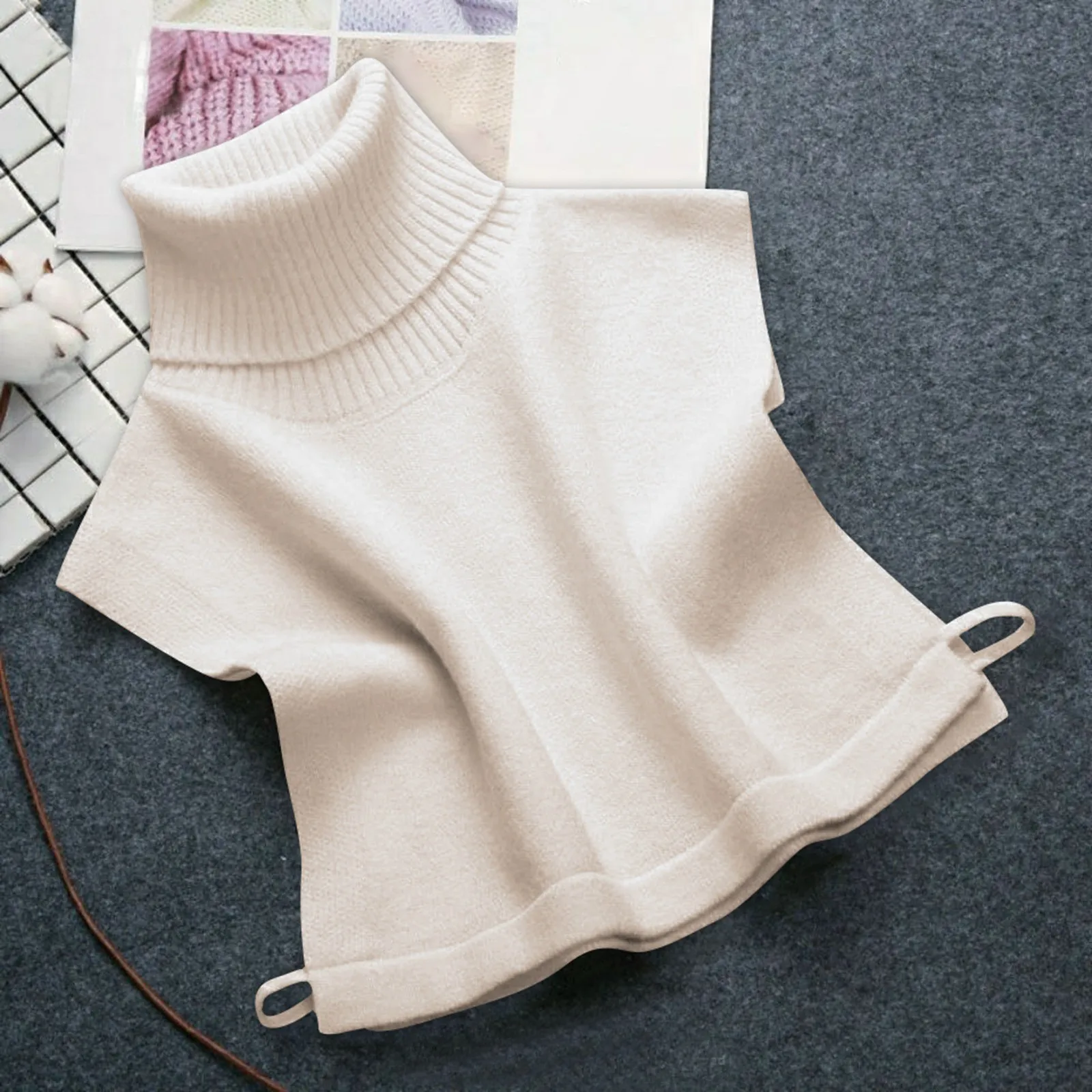 Winter Sleeveless Sweater Knit Pullover High Quality Turtleneck Sweater Temperament Commuting Warm Loose Knitted Base Sweater