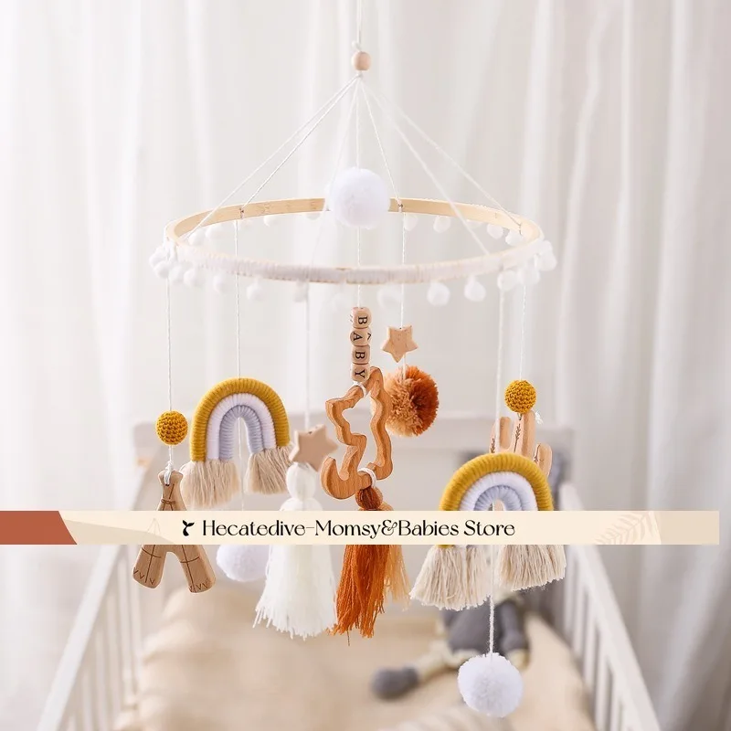 【ต้องมี】Baby Rattles & Mobiles ของเล่นเพื่อการศึกษาไม้การ์ตูนแมวเปลมือถือ ​   ตกแต่งขนาดเล็ก ของเล่นที่ไม่ซ้ําใคร ของใช้เด็ก