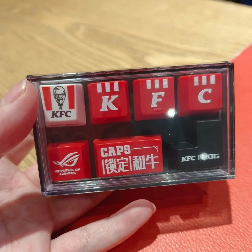 

Kfc Keycap Mechanical Keyboard Rog Collaboration Diy Model Anime Cartoon Peripheral Toy Set Collection Ornaments Fans Gifts