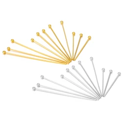 50pcs/Lot Stainless Steel Water Gold Plated Ball Head Pins 20/30/40mm Earrings Findings for DIY Jewelry Making Accessories