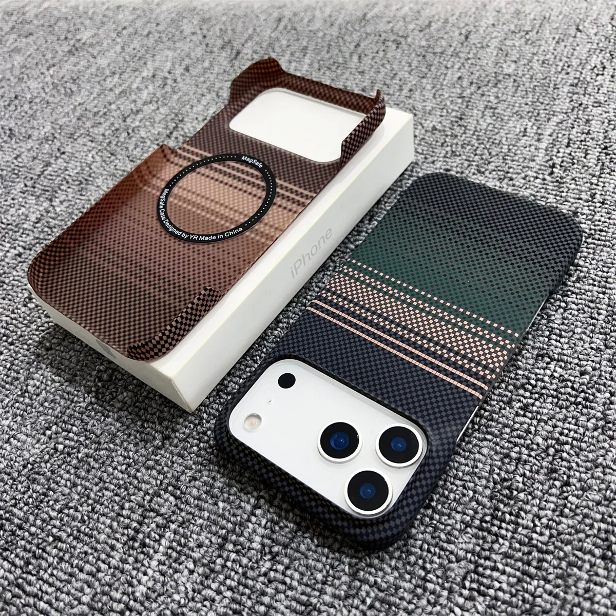 Carbon Fibre Pattern Frameless Phone Case for Apple IPhone 17 Air 16E 16 Plus 15 14 13 12 Pro Max Wireless Charging Slim Cover view 2