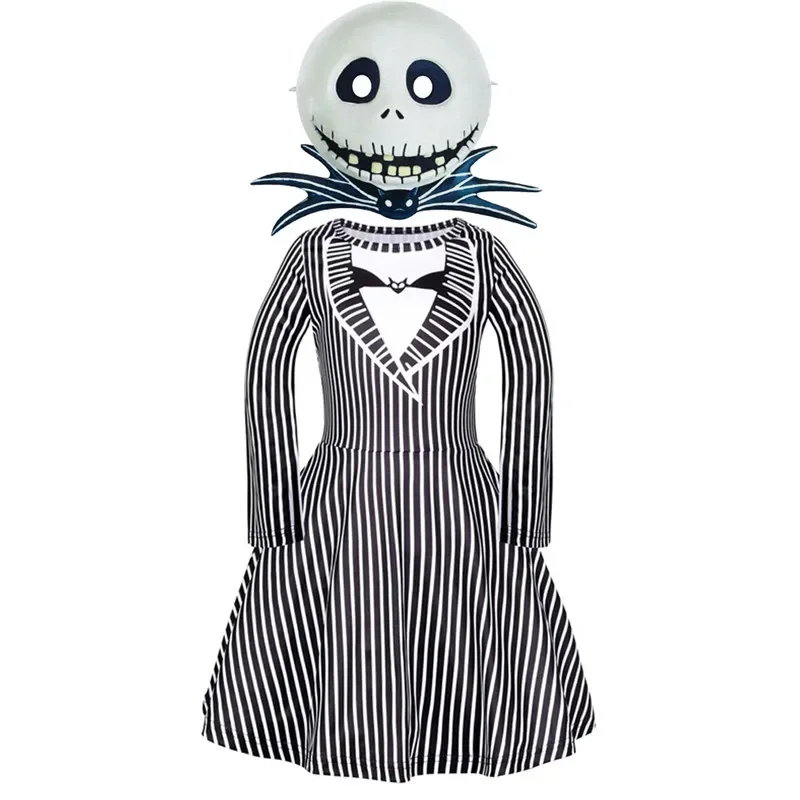 Nightmare Before Christmas Dress Halloween J-Jack Skellington Cosplay Costume For Kid Girls Boy Carnival Funny Clothin MN5