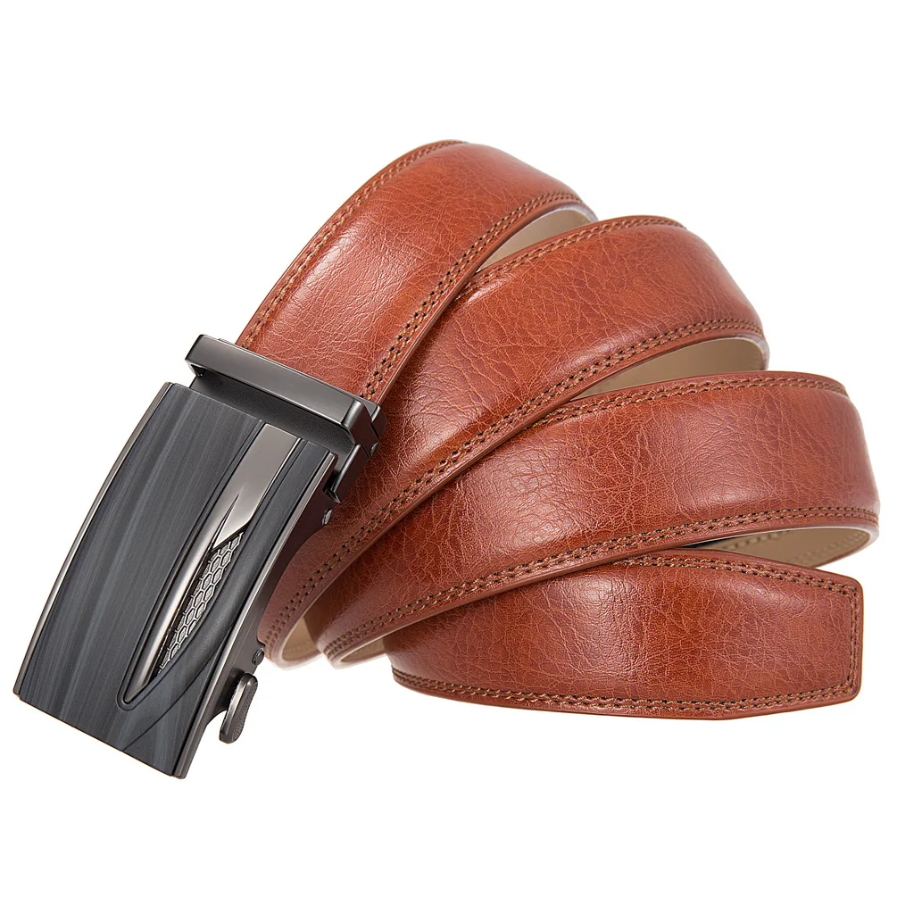 Herren gürtel hochwertige Echt ledergürtel Metall automatische Schnalle Luxus Herren gürtel Business Casual Rindsleder Taillen bund – Detail 18