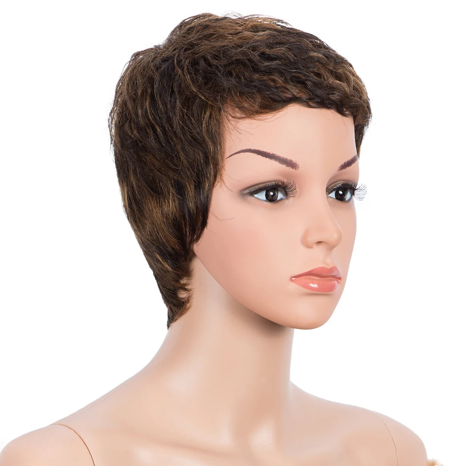 Sleek Human Hair Wigs Short Pixie Cut Wig For Women Highlight Remy Brazilian Hair Wigs 613 Blonde Woman Mom Wig Natural Wigs