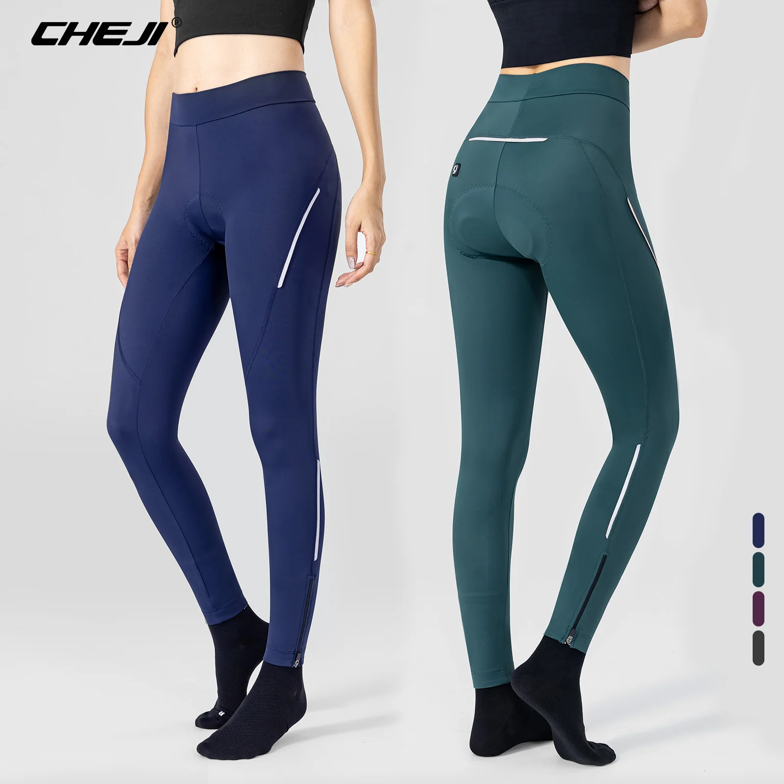 CHEJI-pantalones de ciclismo para mujer, pantalones largos acolchados y transpirables para bicicleta de montaña y carretera, Verano