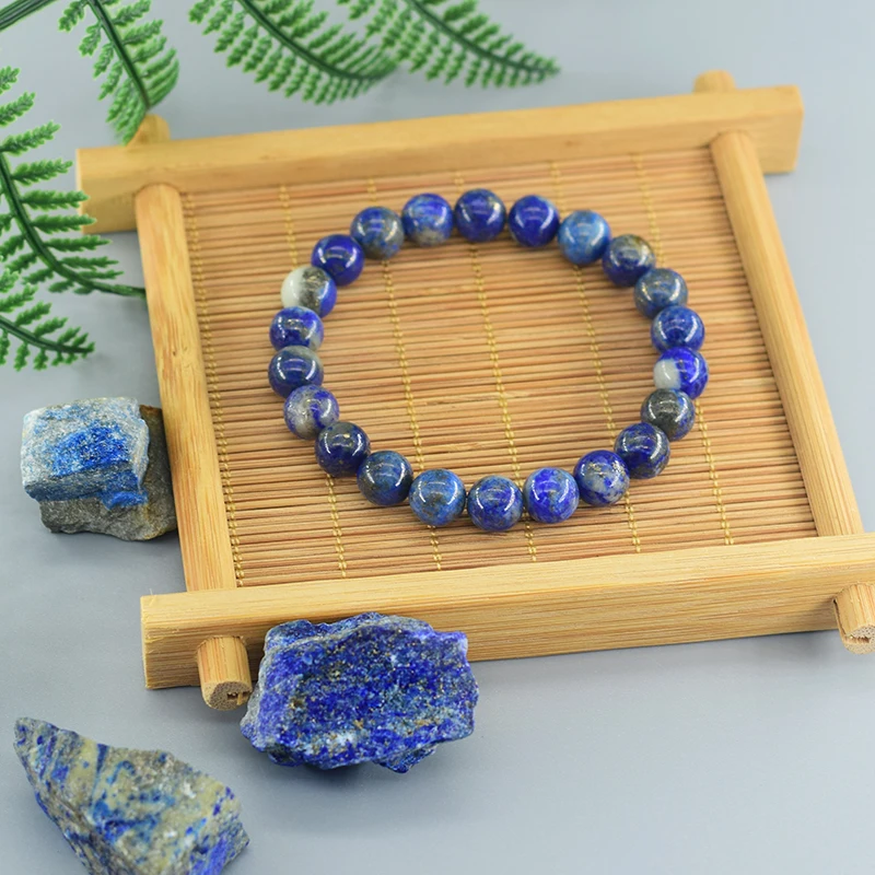 Real 5A Natural Lapis Lazuli Contas de Pedra Pulseira para As Mulheres, Elástico Jóias, Energia de Cura, Presente para Namorado, Alta Qualidade