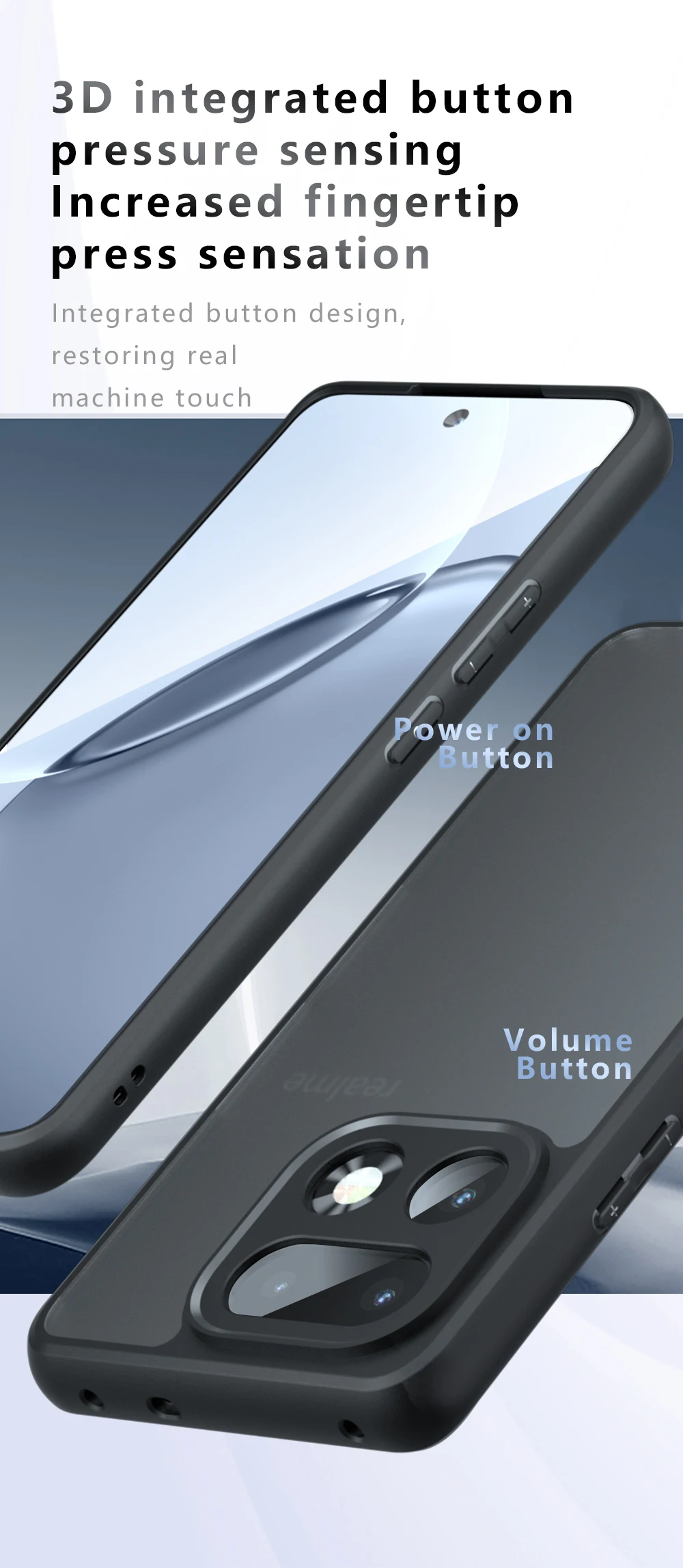 Stoßfeste Hülle für Realme 16 Pro Plus, mattiertes Hautgefühl, matt, leicht, TPU-Rahmen, Kunststoff, durchscheinende Handyhülle, Fundas – Detail 9