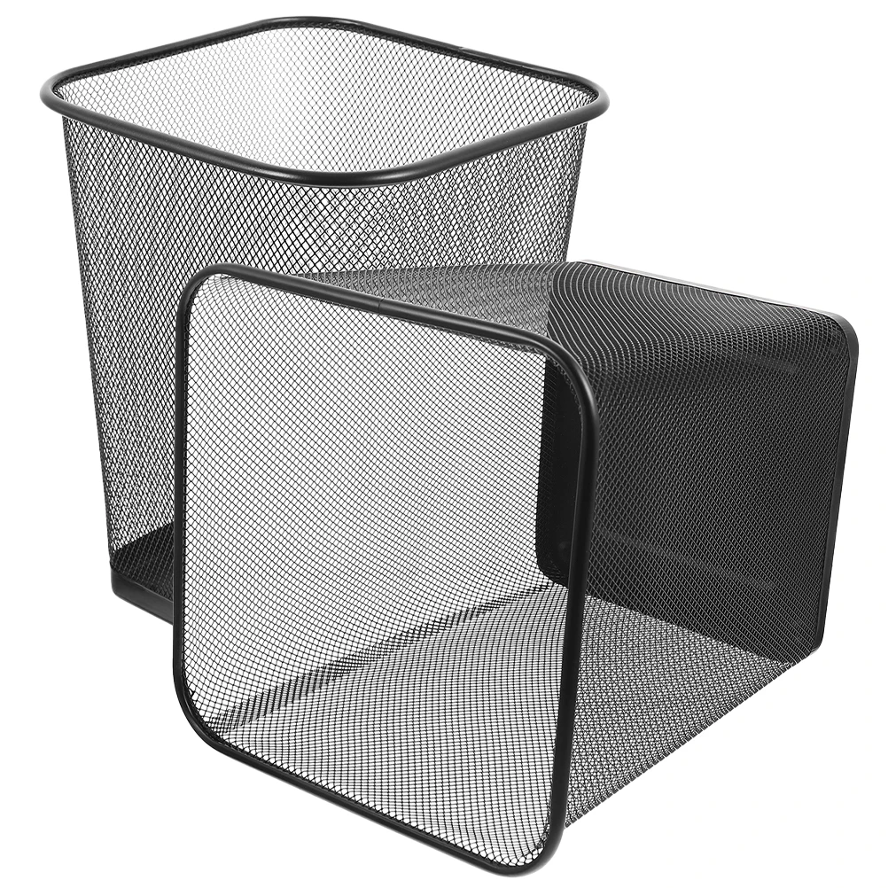 

2 шт., мусорная корзина с металлической сеткой, прочный мусорный бак с железной рамой для офиса, спальни, кухни, домашнего использования, мусорный бак с металлической сеткой