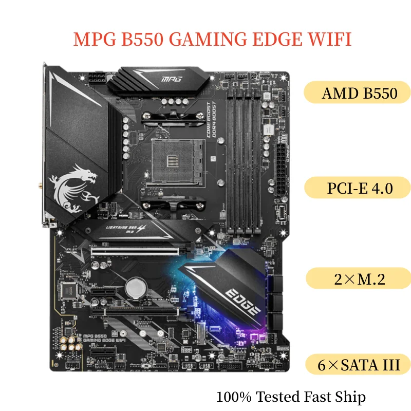 

Материнская плата для MSI MPG B550, игровая EDGE Флешка 128 ГБ, разъем AM4 DDR4 ATX, 100% протестирована, быстрая доставка