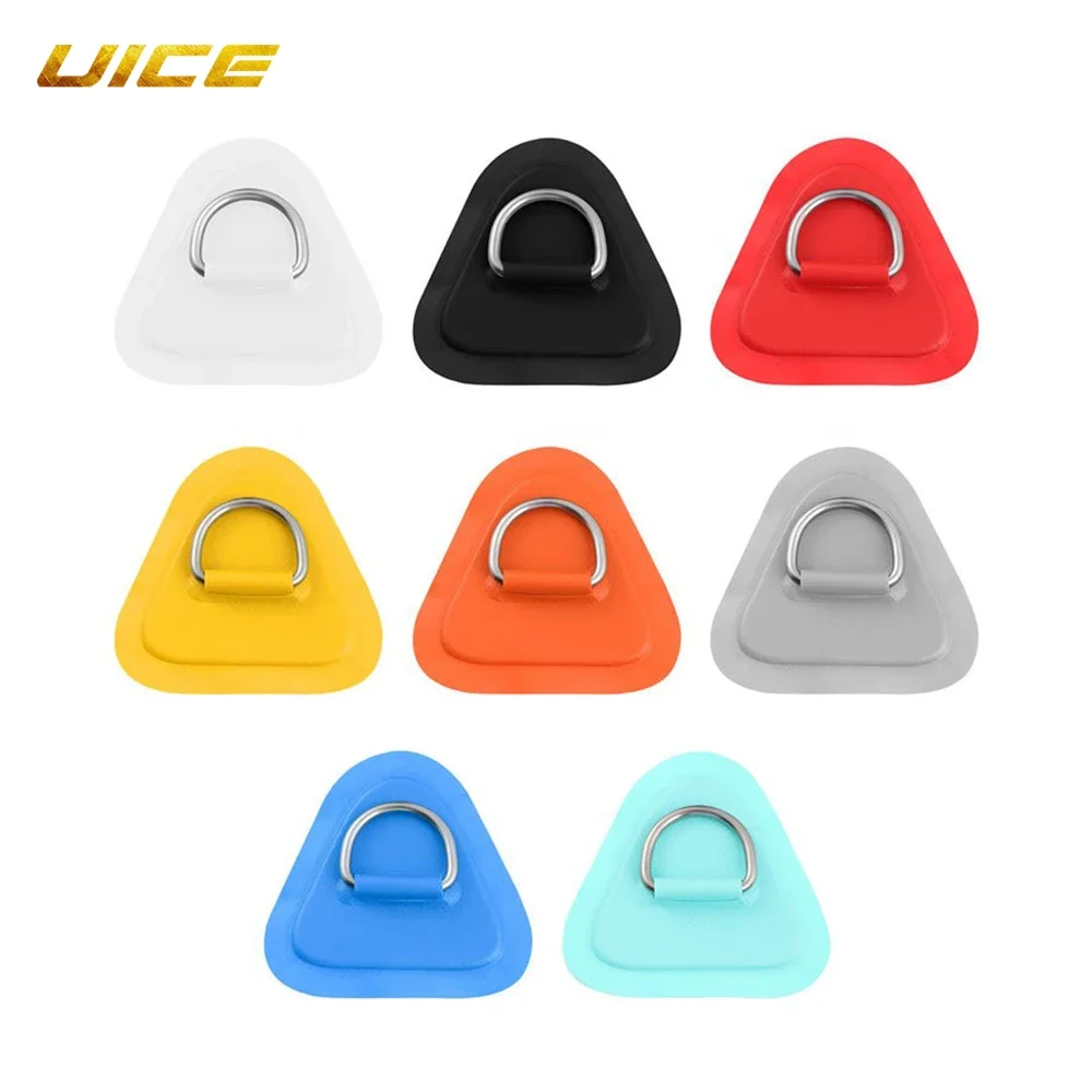 Surfboard Dinghy Boat PVC Patch 6pcs With Stainless Steel Triangle D Ring Pad/Patch Inflatable Boat Patch Canoe Deck Rigging Sup