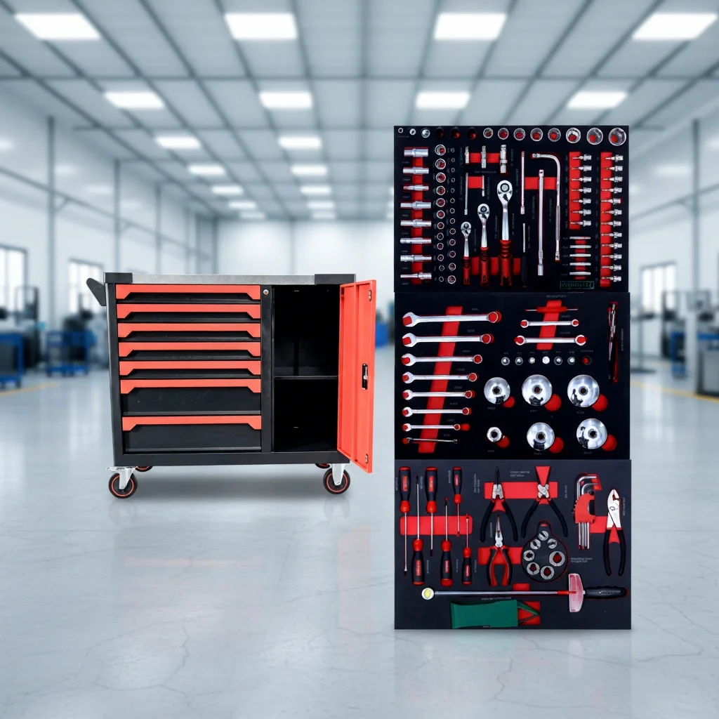 

Многофункциональная тумба с ящиками и инструментами, OEM-производство, большая вместимость, система шкафов для гаража, рабочая станция для гаража, система шкафов-органайзеров для инструментов