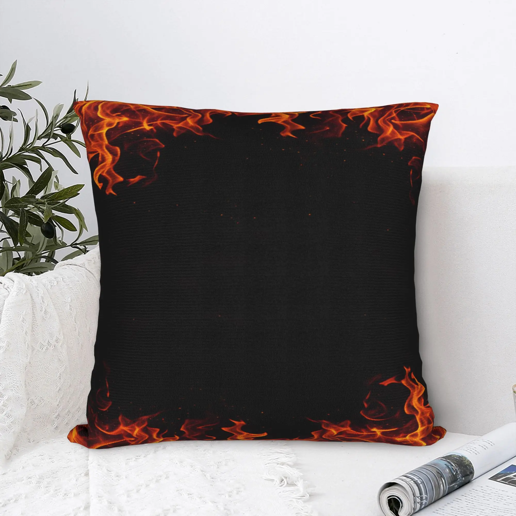 Fire Flames Pillow Cover  Vintage Pillow Case For Living Room Bed Chair Square Pillowcases Birthday Gift