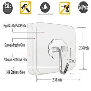 Transparente Edelstahl-Self-Adress-Haken, starke Fickshops, Badetuch, Aufbewahrung von Kleidungsstücken, Schlüsselanhänger, 20 PCs 6 Hauptverkaufs Babyzimmerhaken - №5