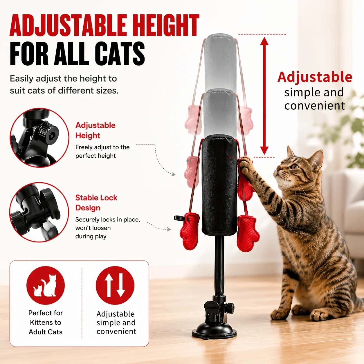 Self-Entertainment Cat Boxing Suction Cup Toy Cat Interaction Punching Bag Kitten Boredom Relief Gadget Pet Fun Interactive Item