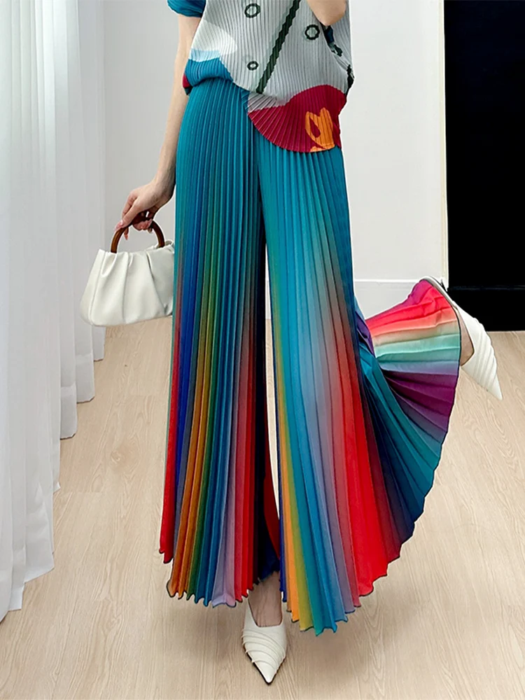 

Удобные женские брюки-юбка с широкими штанинами, градиентные, со складками, с высокой талией, свободного кроя, летние, модные, омолаживающие, в стиле Three Houses