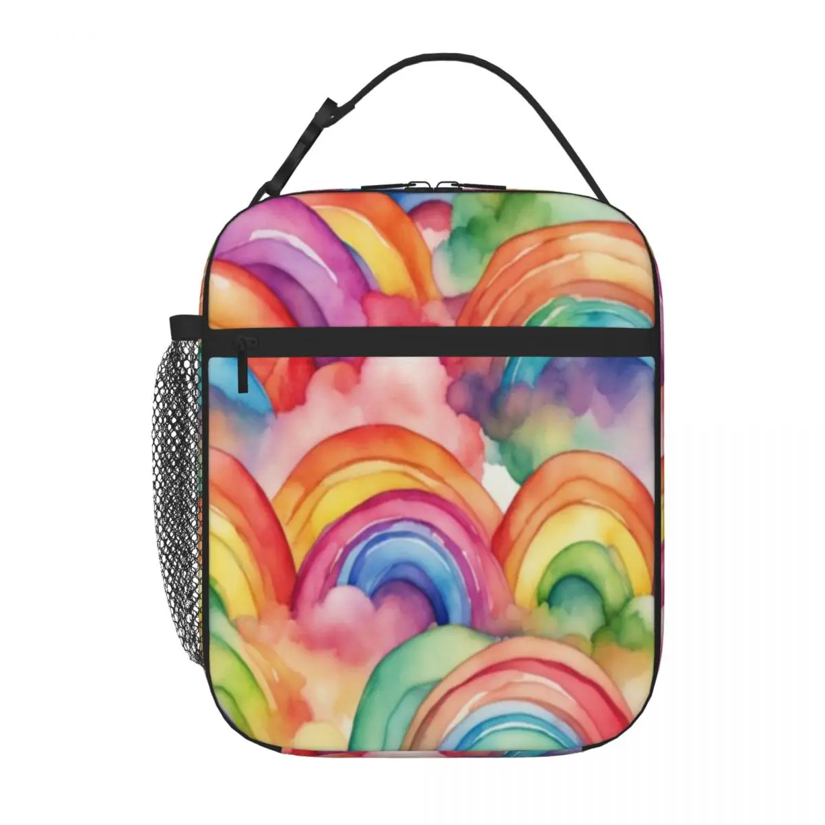 Hot Sale Watercolor Rainbow Dreams Three Compartment Adult Lunch Bag Balanced Diet Pack Thermal Tote