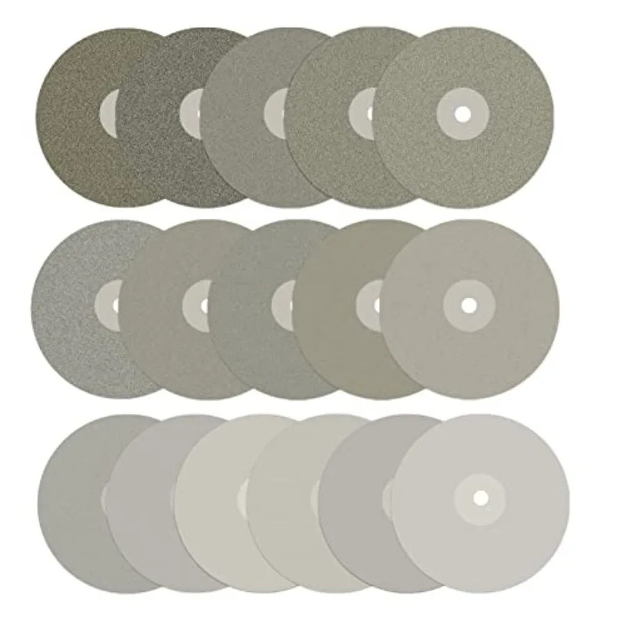 

16PCS Diamond Flat Lap Wheel Disc 6" x 1/2" Arbor Hole Abrasive Grit 50 60 80 100 120 240 260 320 400 600 1000 1200 1500 2000 2